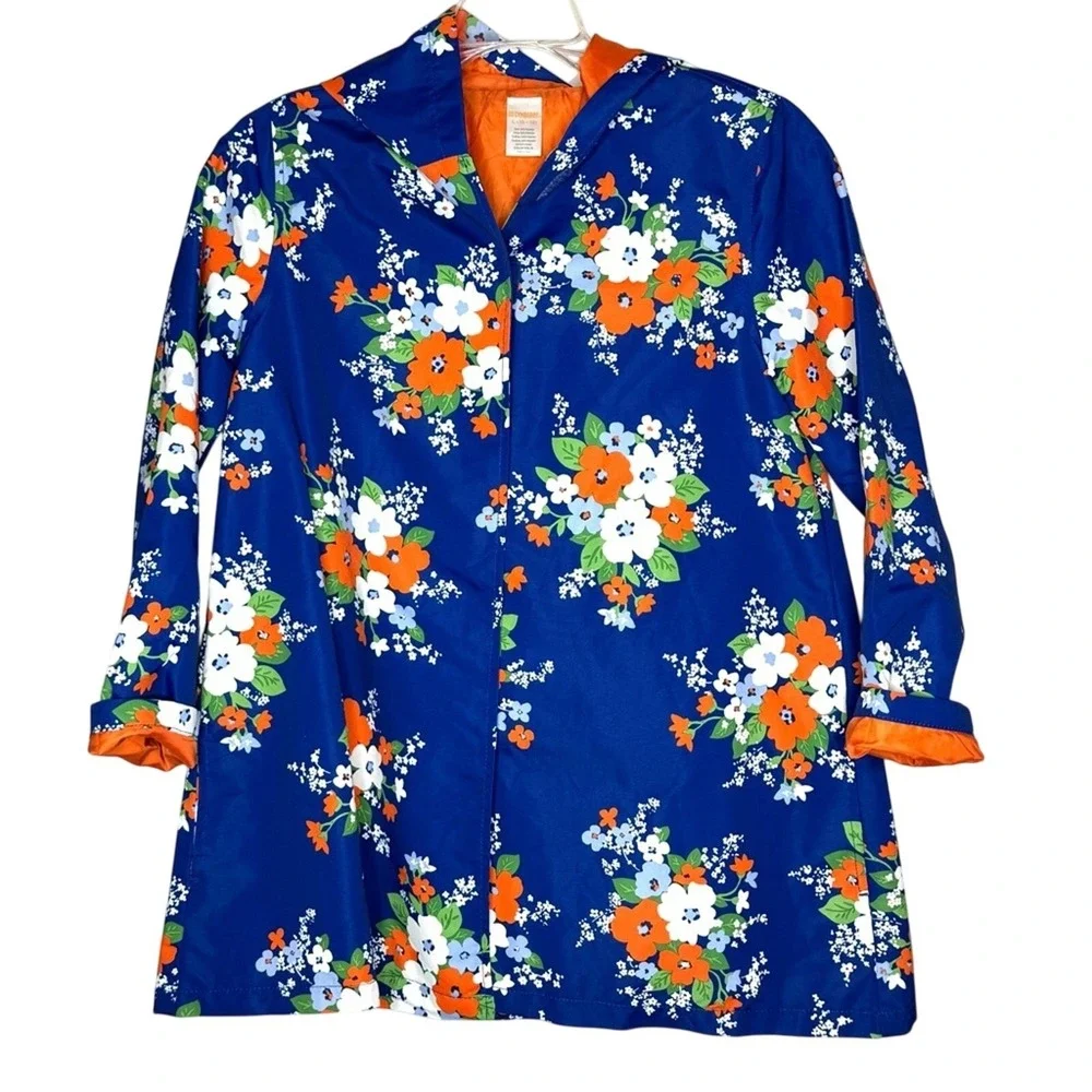 Gymboree Girls Rain Jacket Hooded Floral Sz L Spring Hooded Easter